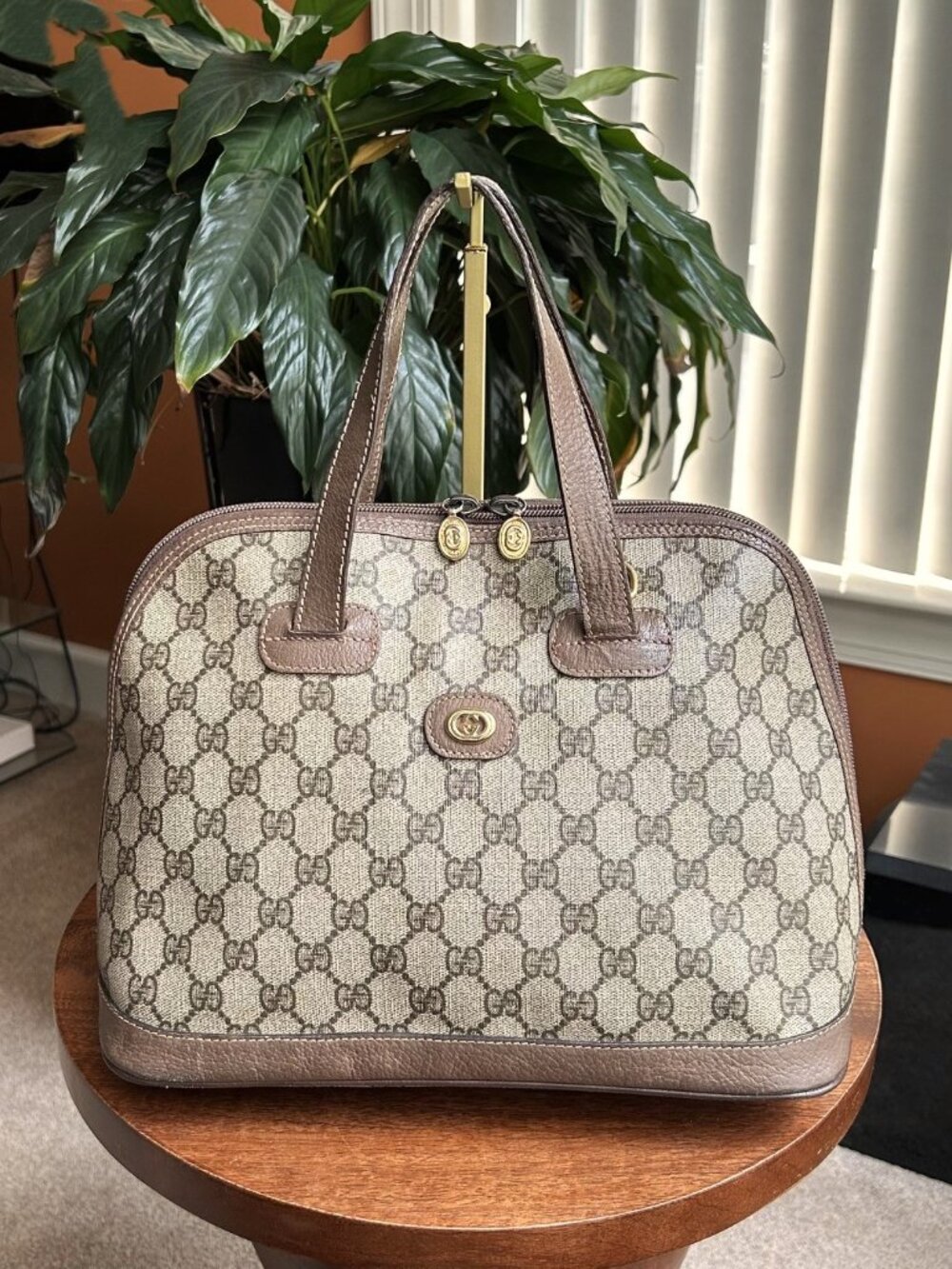 GUCCI GG Dome Satchel Bag, Taupe